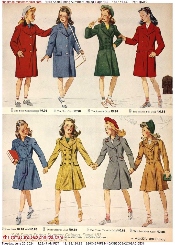 1945 Sears Spring Summer Catalog, Page 183