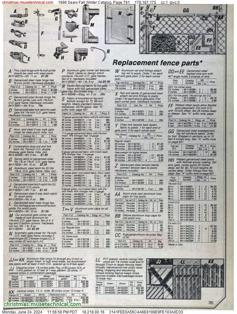 1986 Sears Fall Winter Catalog, Page 791