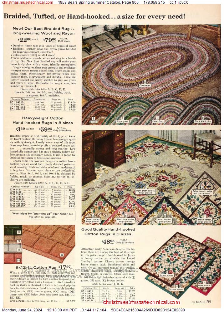 1958 Sears Spring Summer Catalog, Page 800