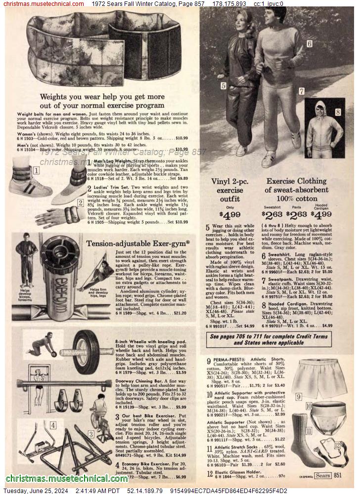 1972 Sears Fall Winter Catalog, Page 857