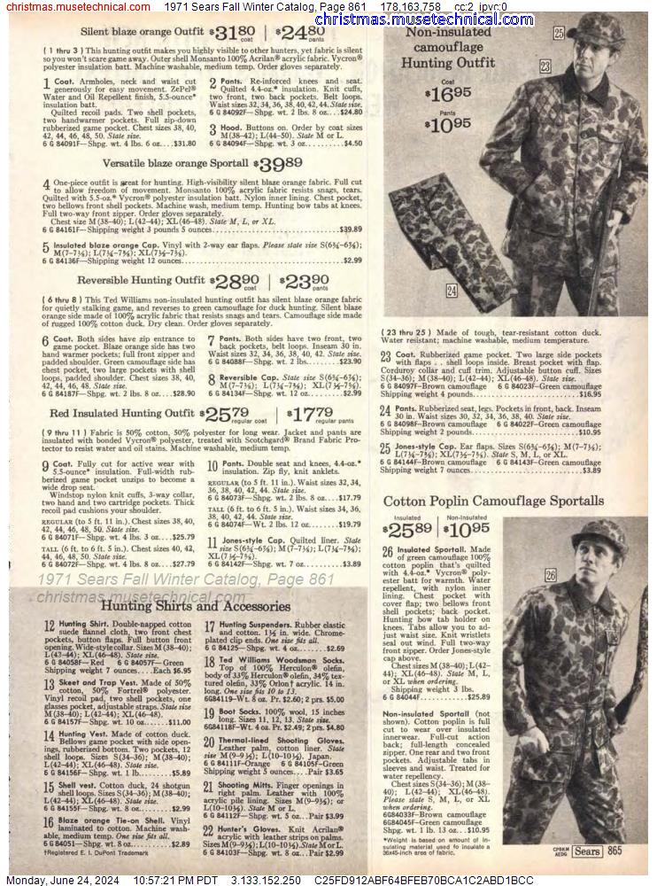 1971 Sears Fall Winter Catalog, Page 861