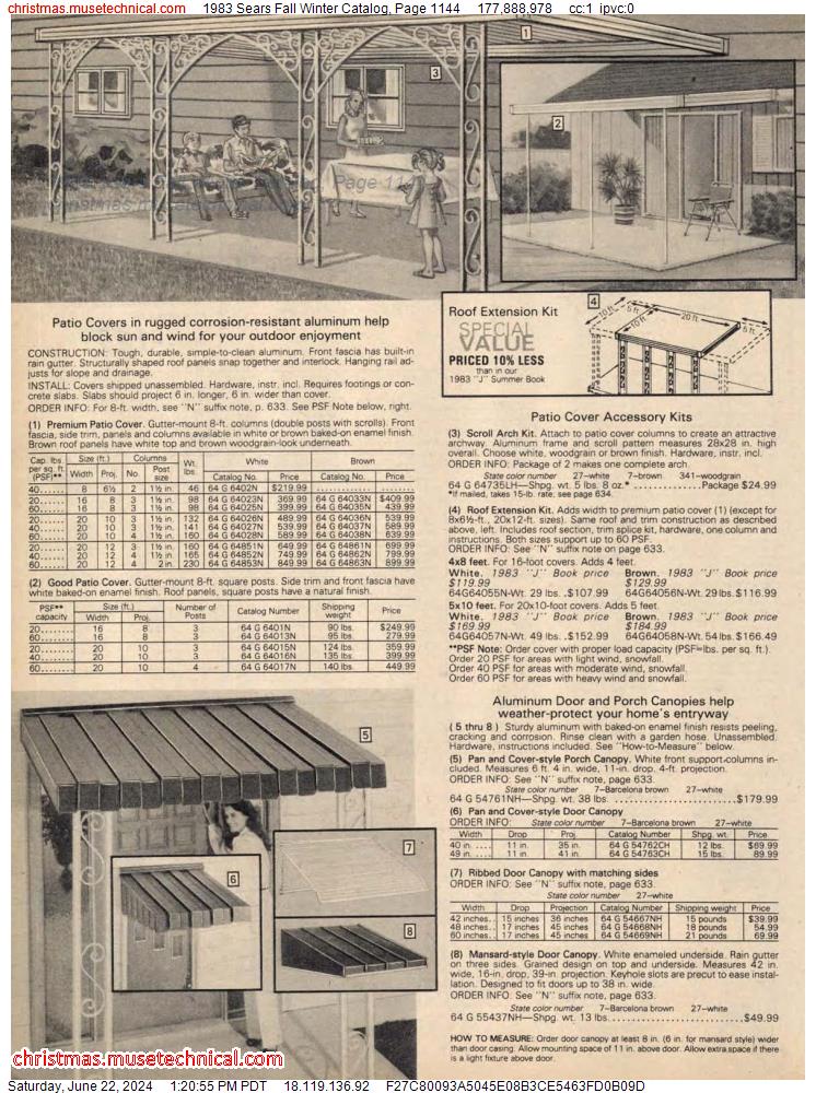 1983 Sears Fall Winter Catalog, Page 1144