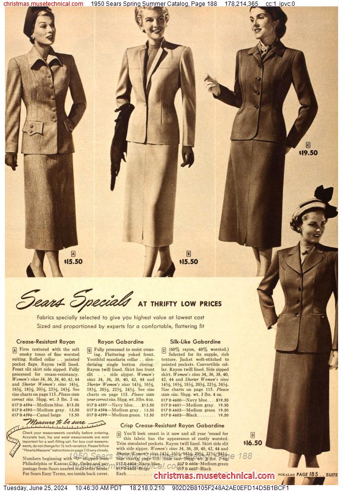 1950 Sears Spring Summer Catalog, Page 188