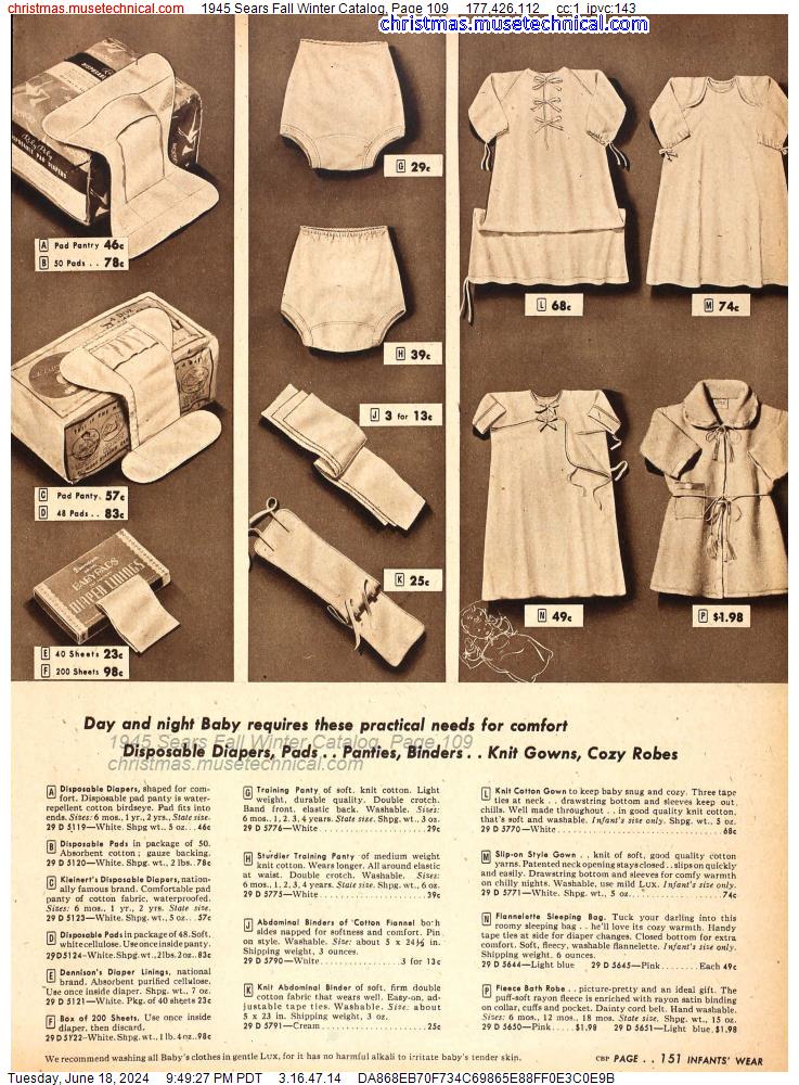 1945 Sears Fall Winter Catalog, Page 109