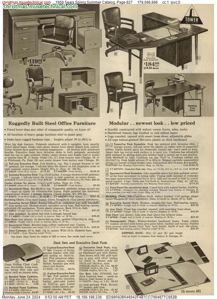 1959 Sears Spring Summer Catalog, Page 827