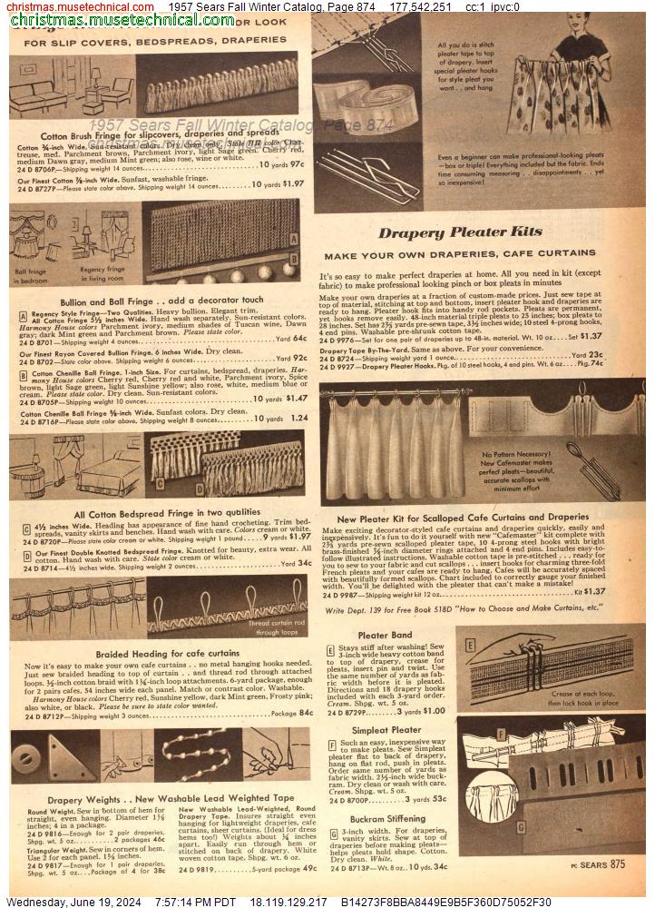 1957 Sears Fall Winter Catalog, Page 874