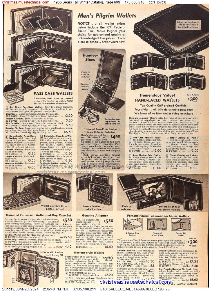 1955 Sears Fall Winter Catalog, Page 699