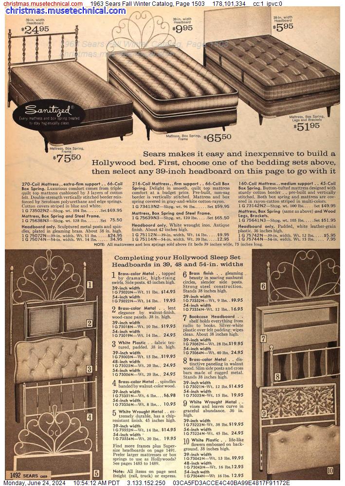1963 Sears Fall Winter Catalog, Page 1503