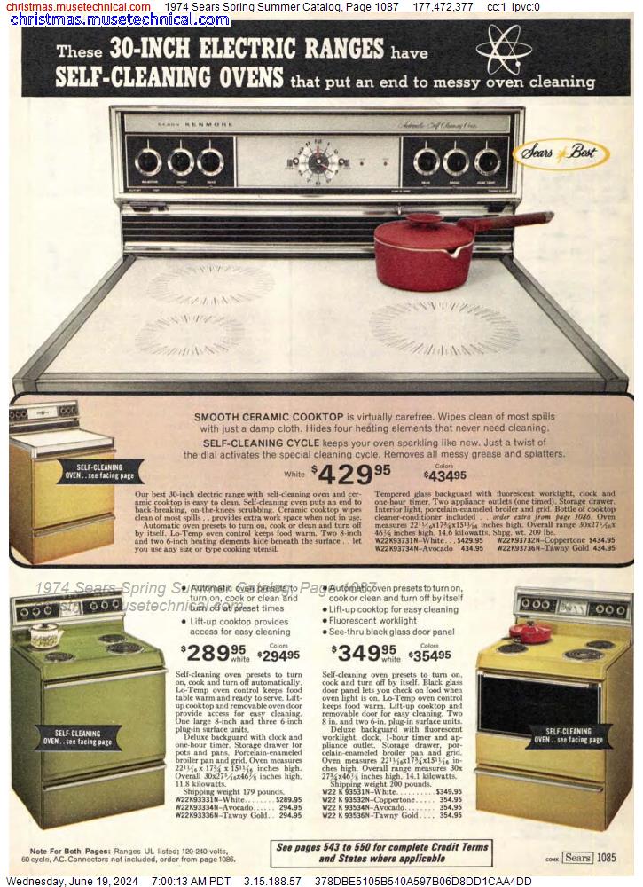 1974 Sears Spring Summer Catalog, Page 1087