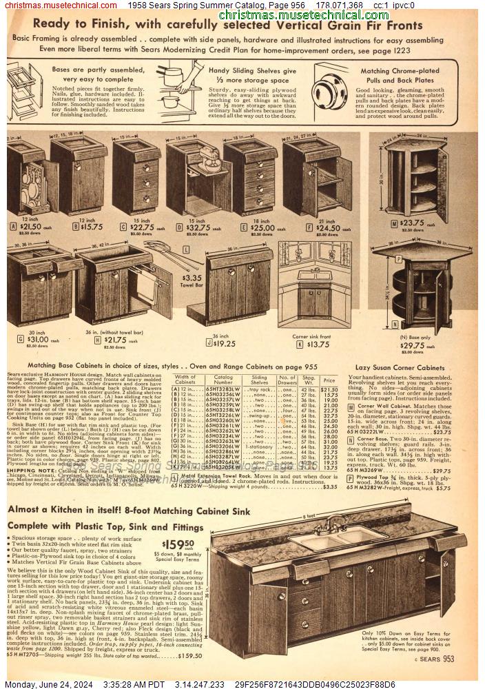 1958 Sears Spring Summer Catalog, Page 956