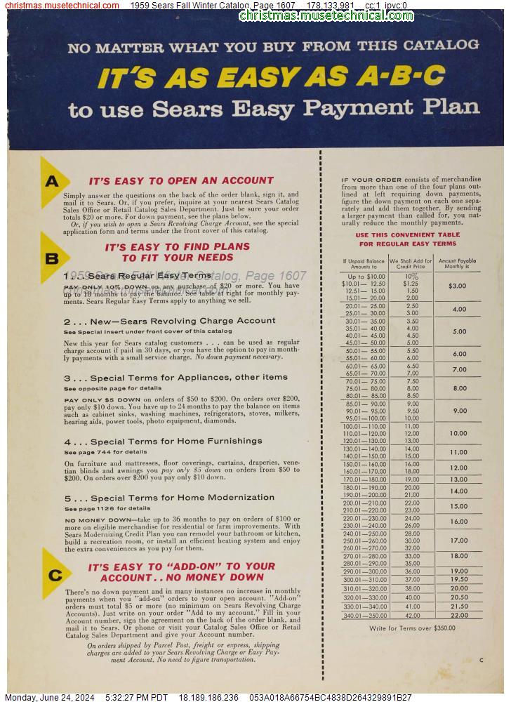 1959 Sears Fall Winter Catalog, Page 1607