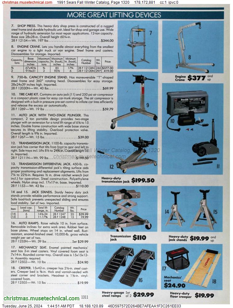 1991 Sears Fall Winter Catalog, Page 1320