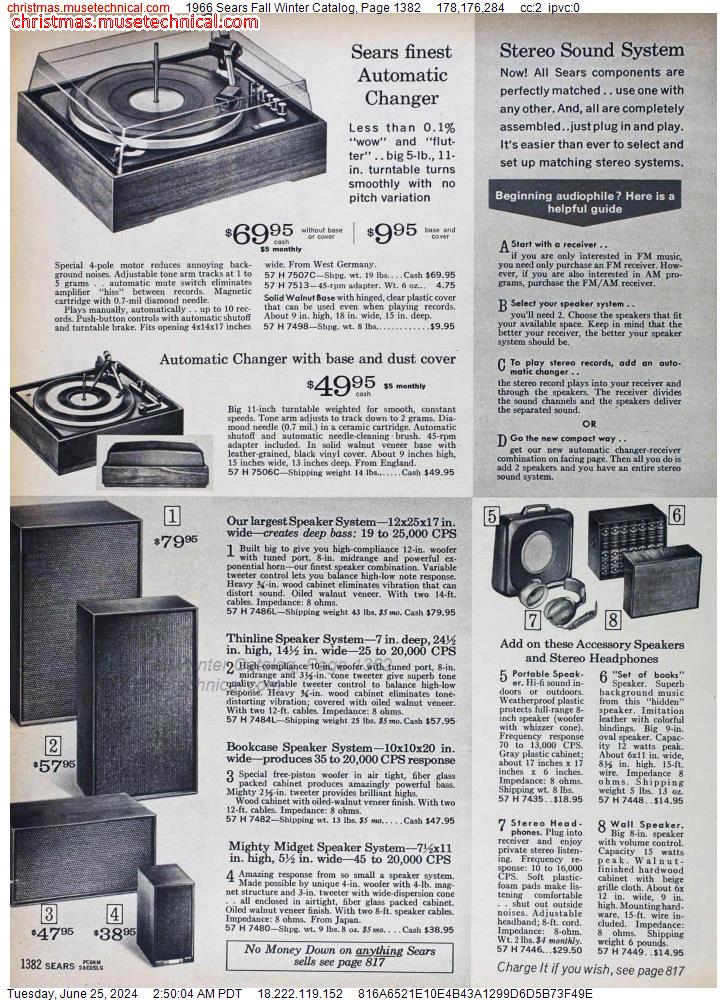 1966 Sears Fall Winter Catalog, Page 1382