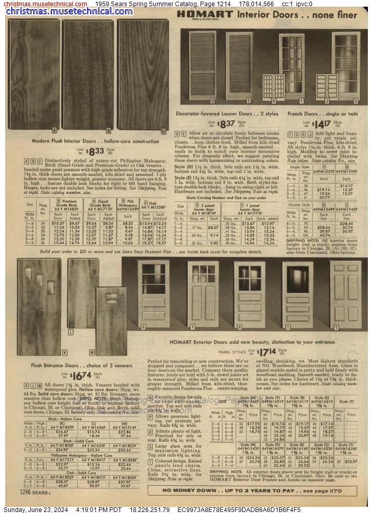 1959 Sears Spring Summer Catalog, Page 1214