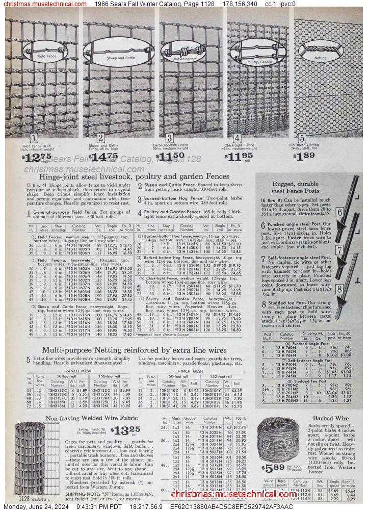 1966 Sears Fall Winter Catalog, Page 1128