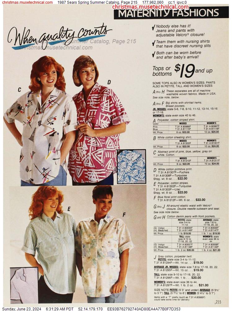 1987 Sears Spring Summer Catalog, Page 215