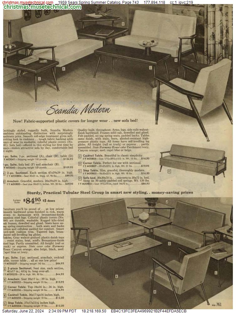 1959 Sears Spring Summer Catalog, Page 743