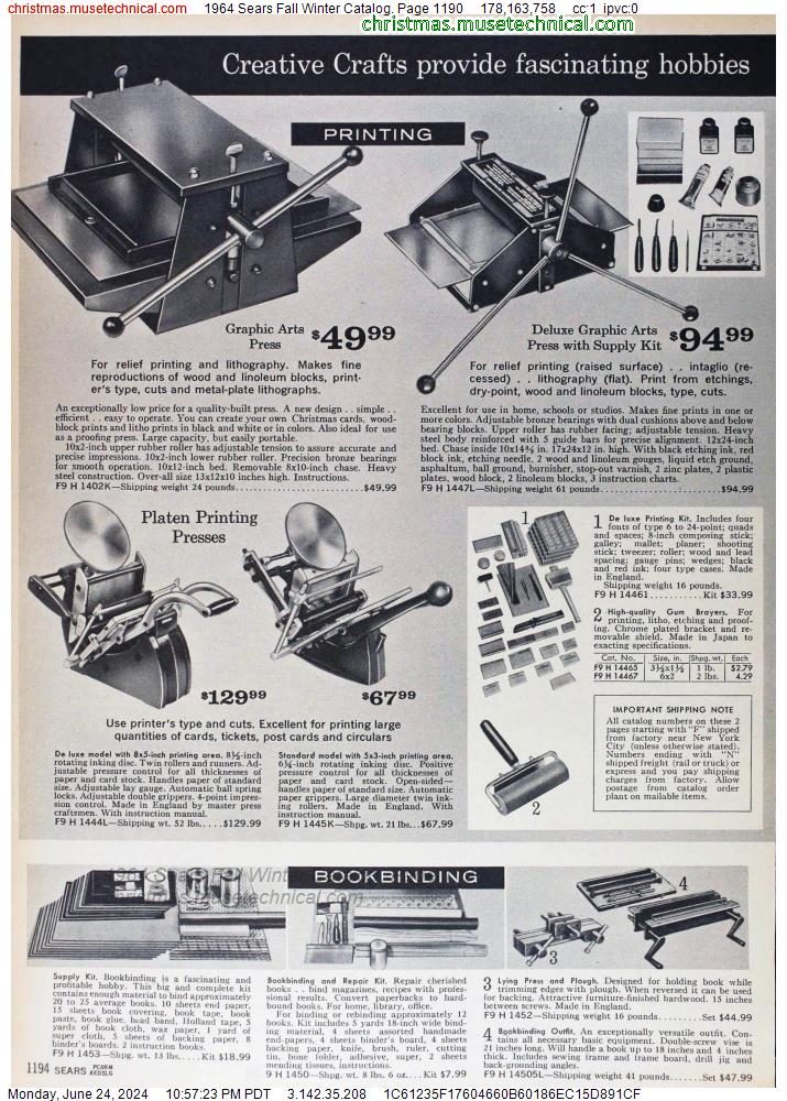 1964 Sears Fall Winter Catalog, Page 1190