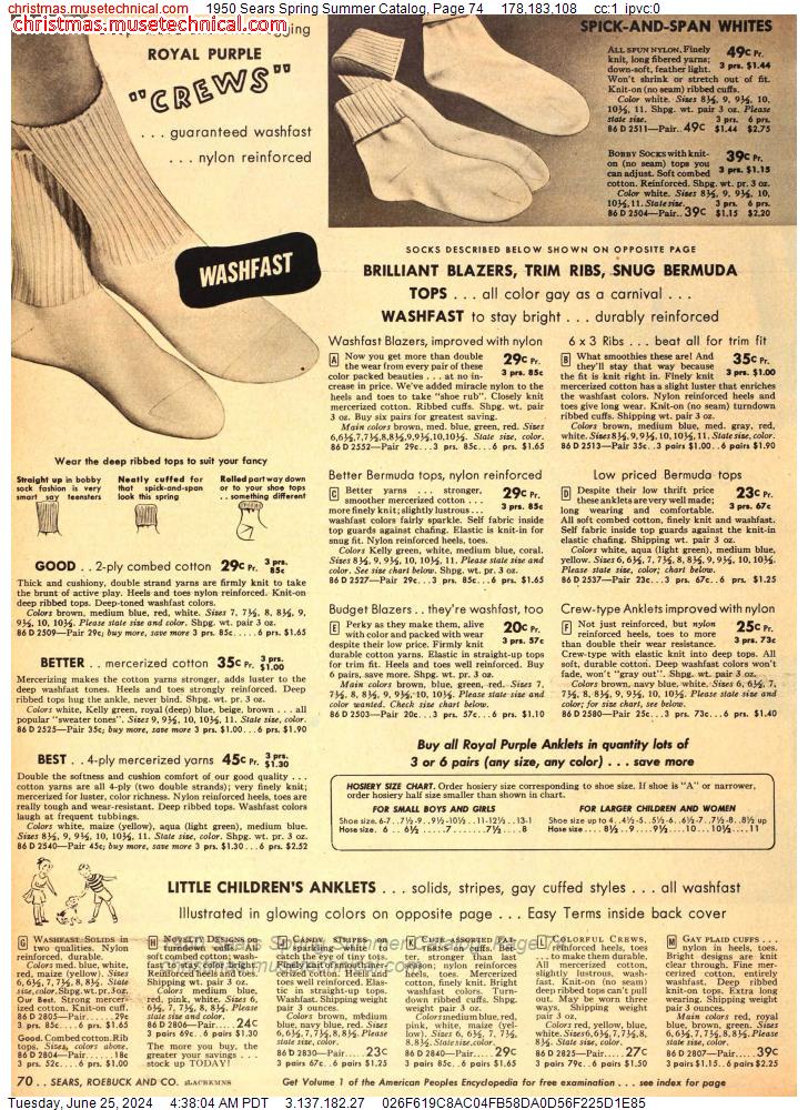 1950 Sears Spring Summer Catalog, Page 74