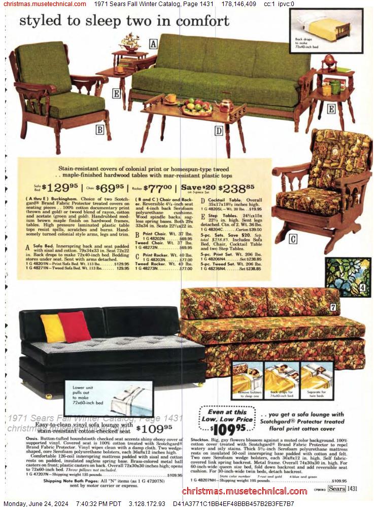 1971 Sears Fall Winter Catalog, Page 1431