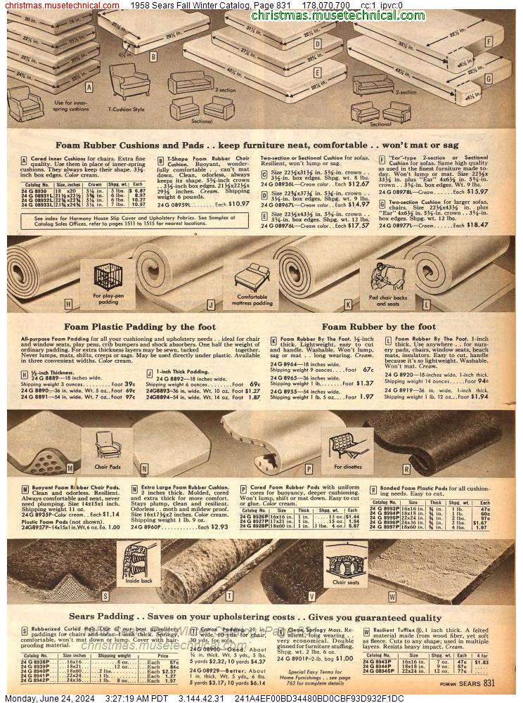 1958 Sears Fall Winter Catalog, Page 831