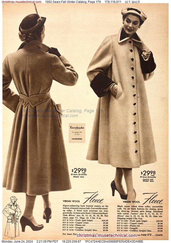 1952 Sears Fall Winter Catalog, Page 179