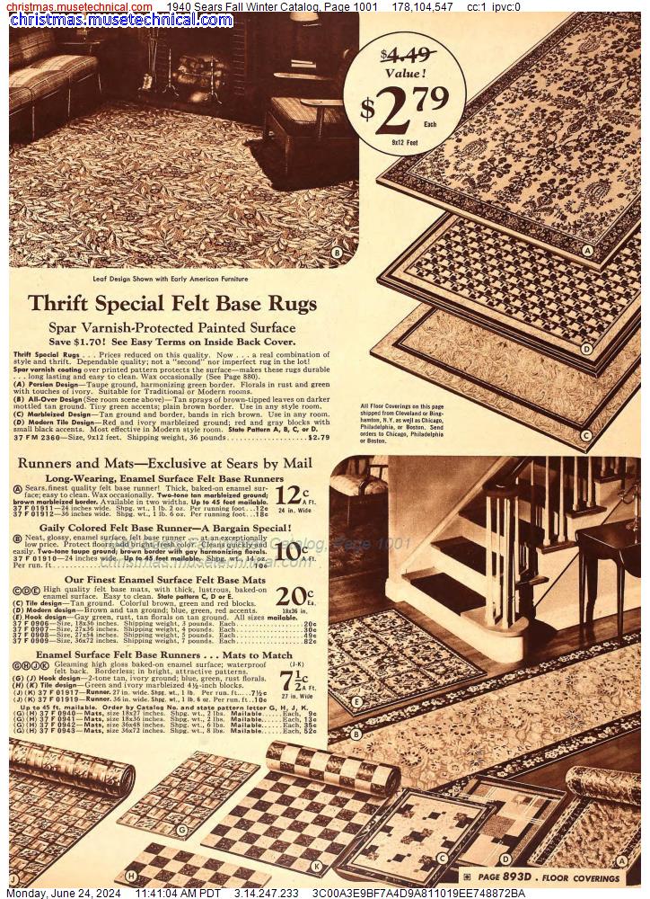 1940 Sears Fall Winter Catalog, Page 1001
