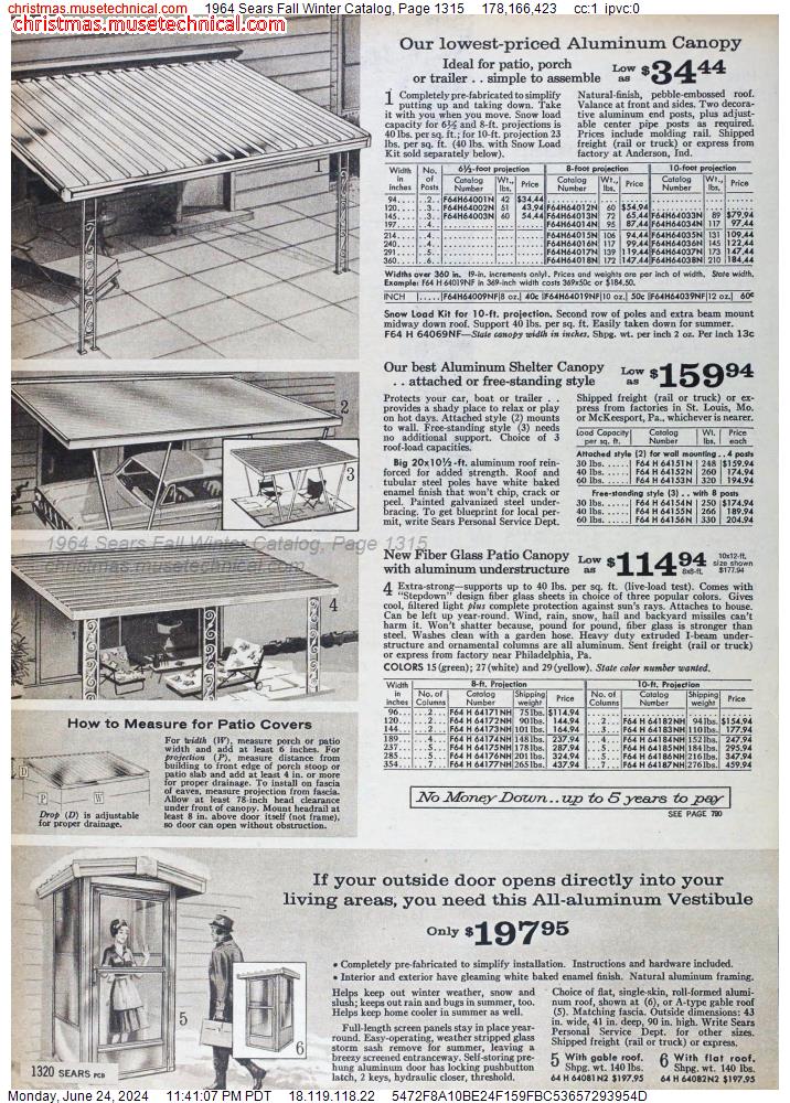 1964 Sears Fall Winter Catalog, Page 1315