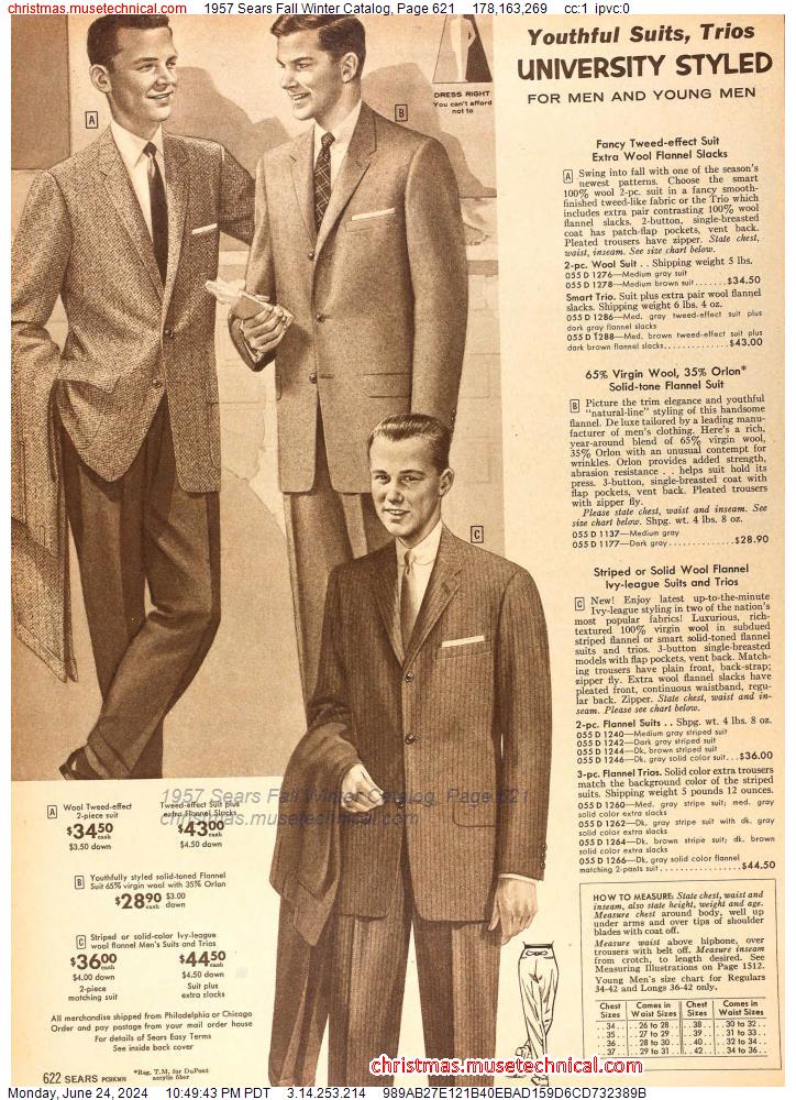 1957 Sears Fall Winter Catalog, Page 621