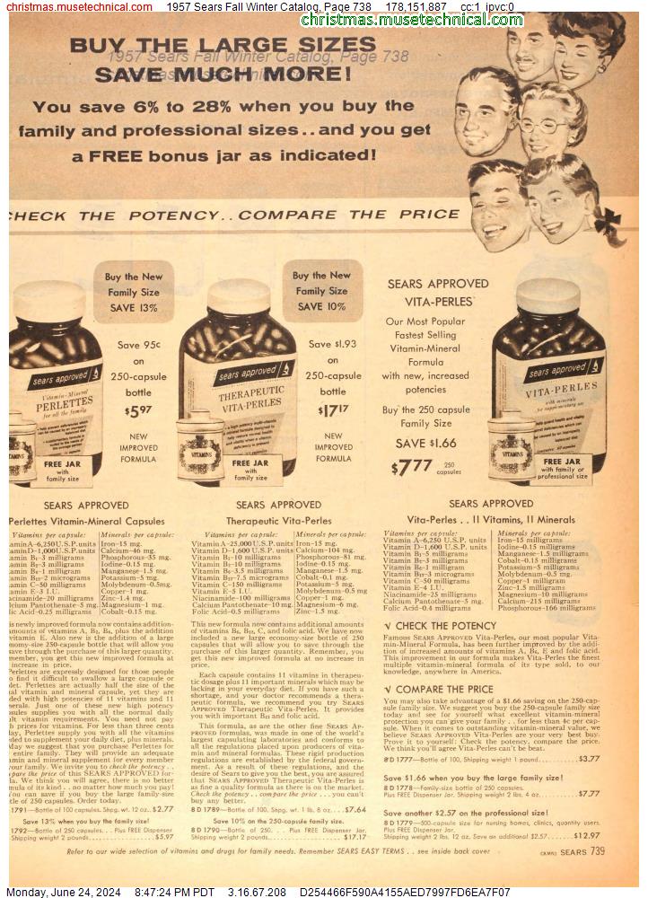 1957 Sears Fall Winter Catalog, Page 738