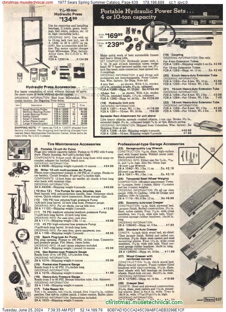 1977 Sears Spring Summer Catalog, Page 639