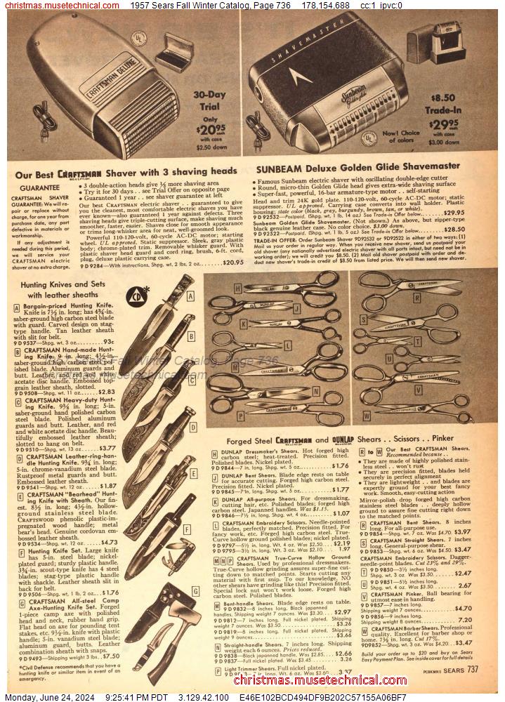 1957 Sears Fall Winter Catalog, Page 736