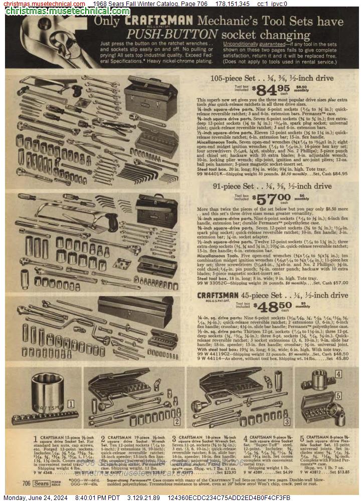 1968 Sears Fall Winter Catalog, Page 706