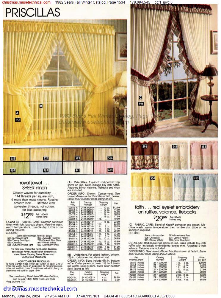 1982 Sears Fall Winter Catalog, Page 1534
