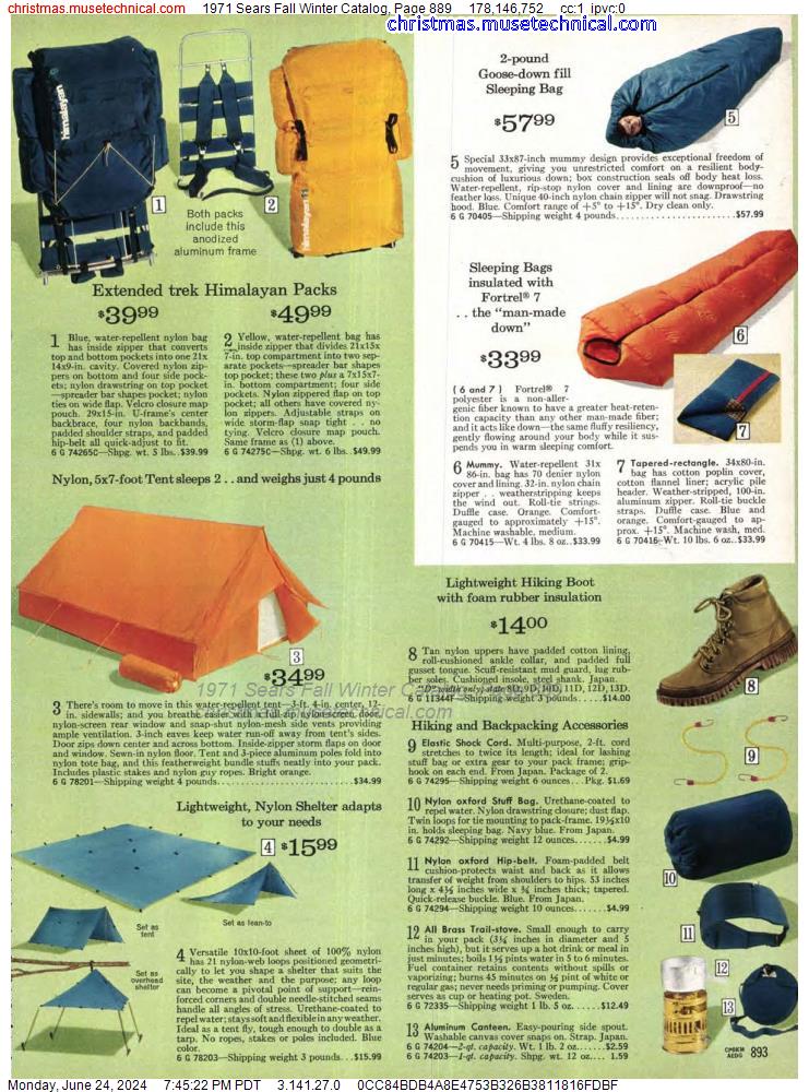 1971 Sears Fall Winter Catalog, Page 889