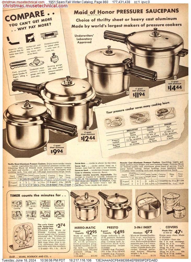 1951 Sears Fall Winter Catalog, Page 860