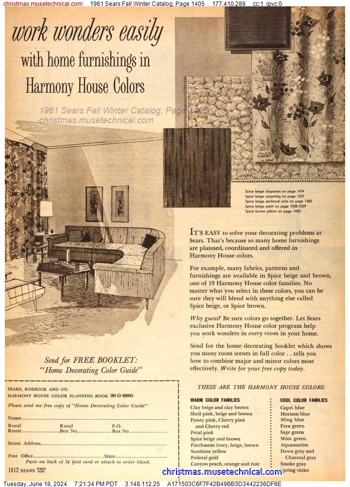 1961 Sears Fall Winter Catalog, Page 1405