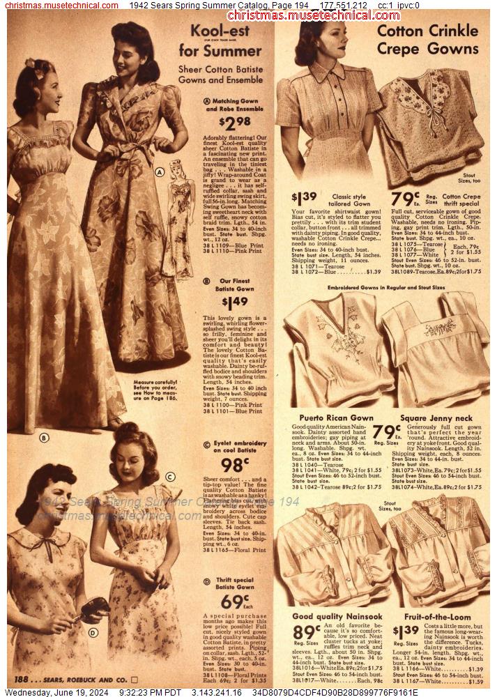 1942 Sears Spring Summer Catalog, Page 194