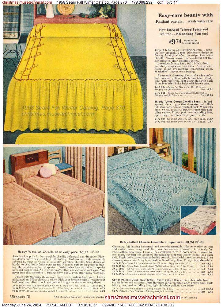 1958 Sears Fall Winter Catalog, Page 870