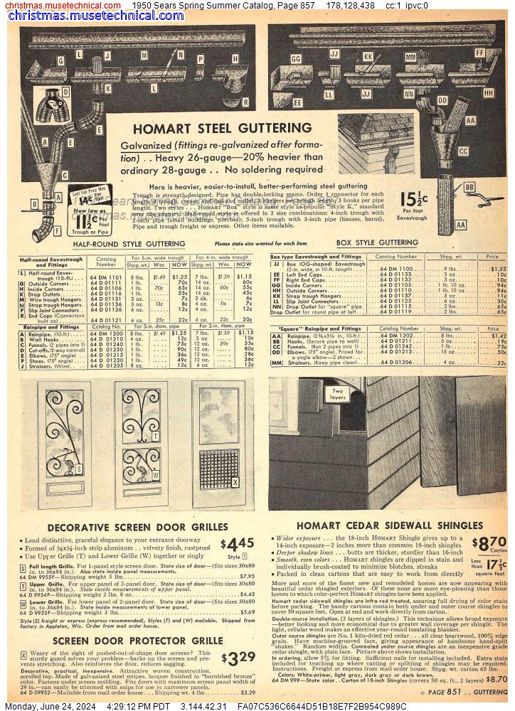1950 Sears Spring Summer Catalog, Page 857