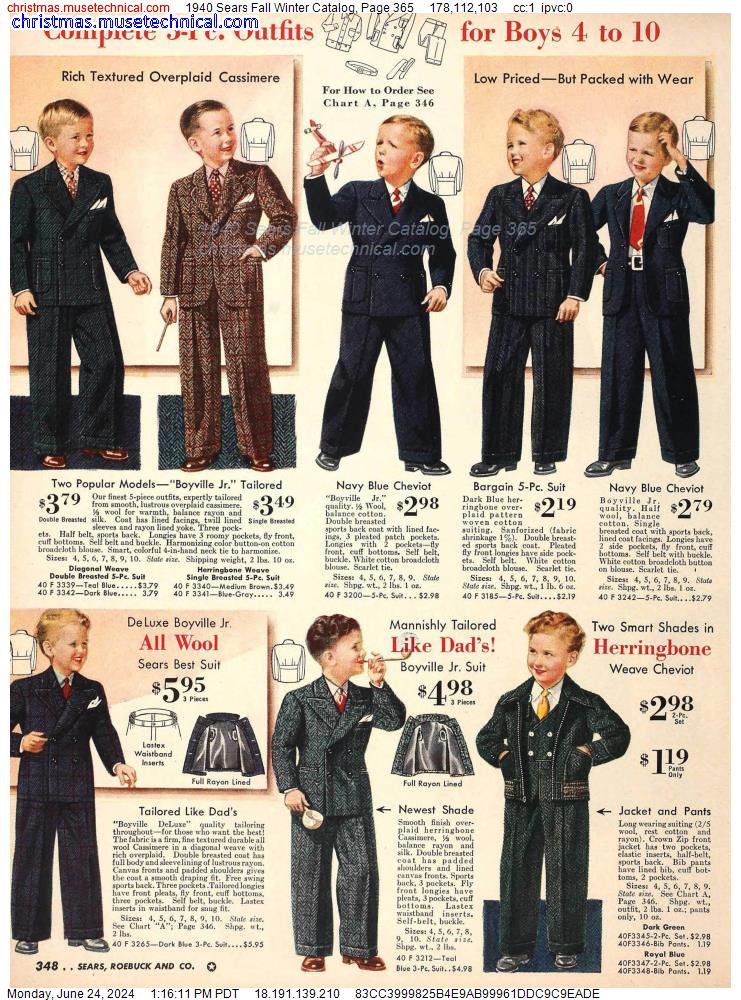 1940 Sears Fall Winter Catalog, Page 365