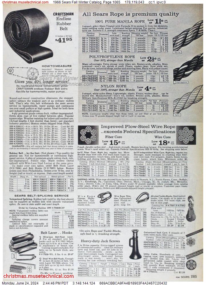1966 Sears Fall Winter Catalog, Page 1065