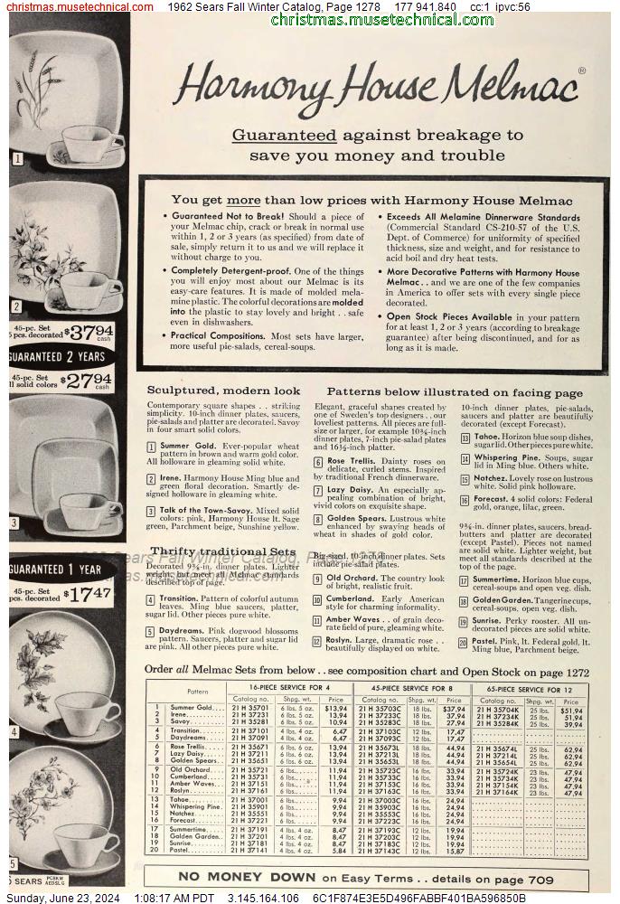 1962 Sears Fall Winter Catalog, Page 1278