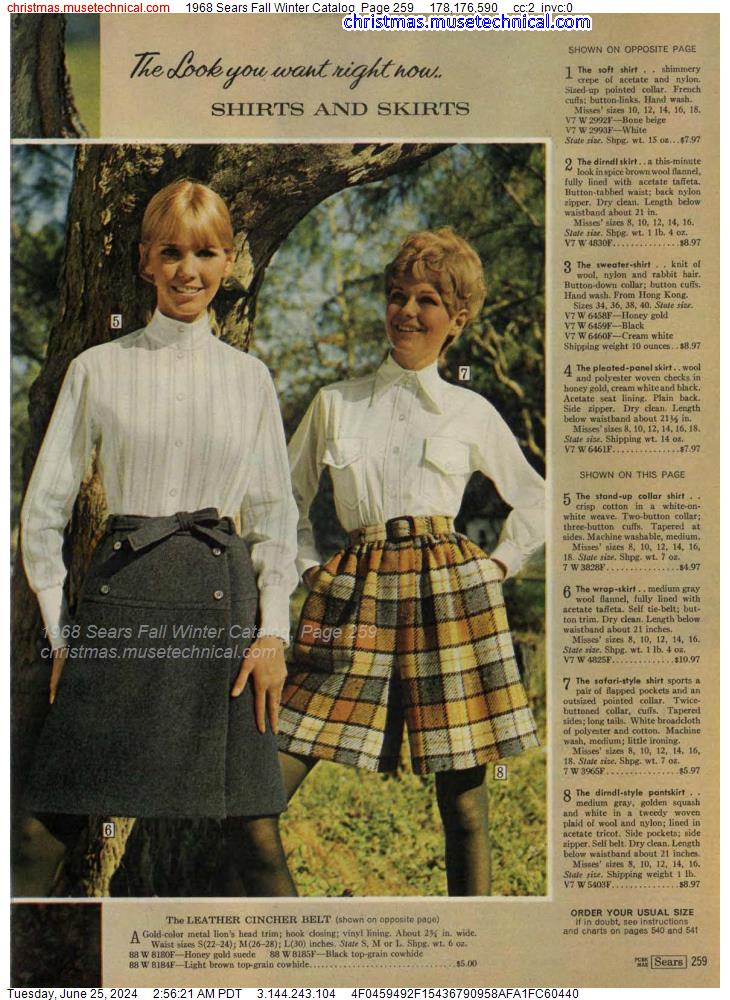 1968 Sears Fall Winter Catalog, Page 259