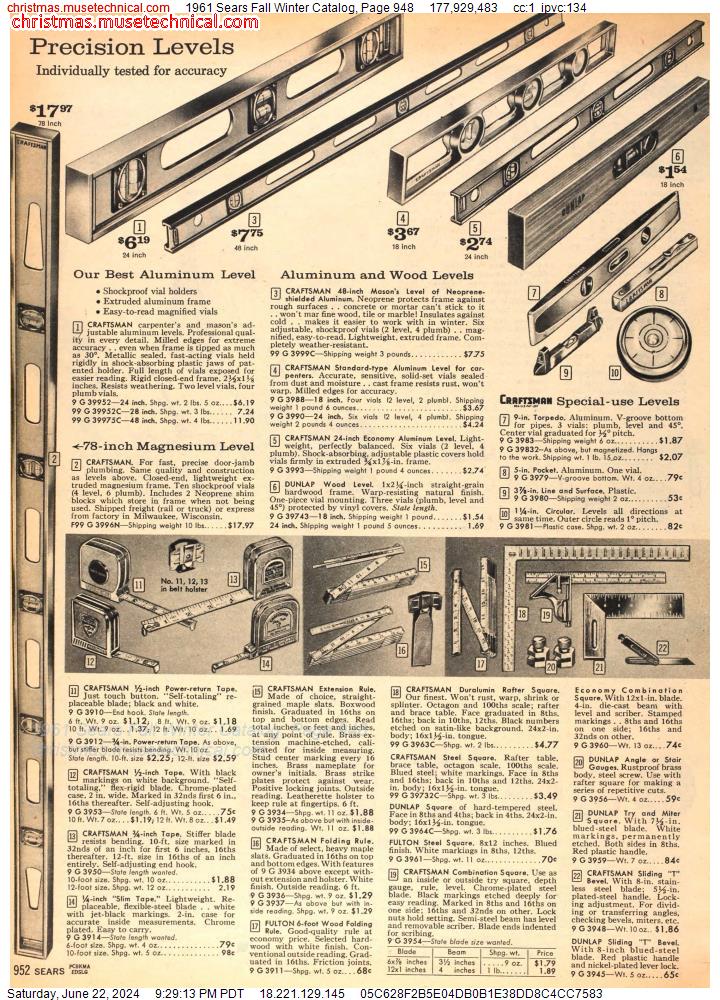 1961 Sears Fall Winter Catalog, Page 948