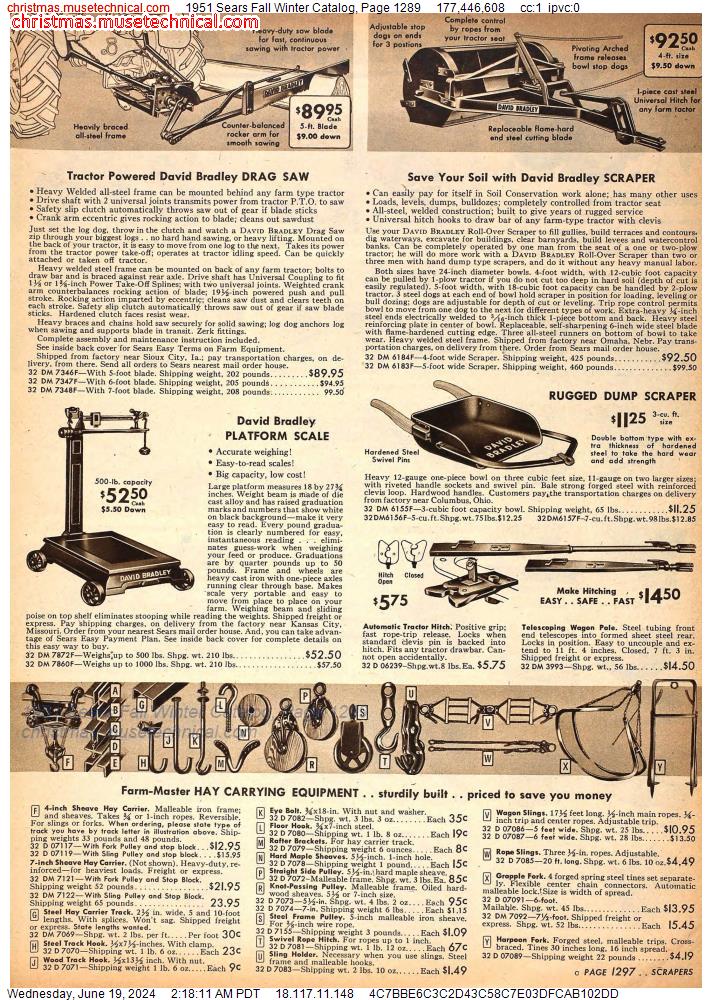 1951 Sears Fall Winter Catalog, Page 1289