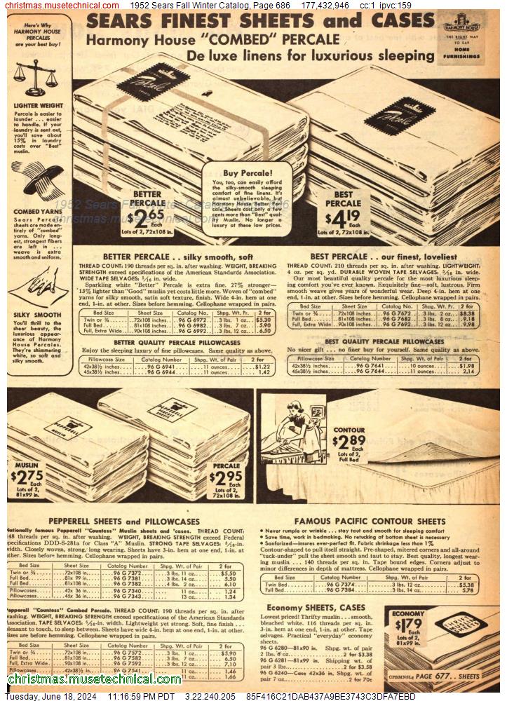 1952 Sears Fall Winter Catalog, Page 686