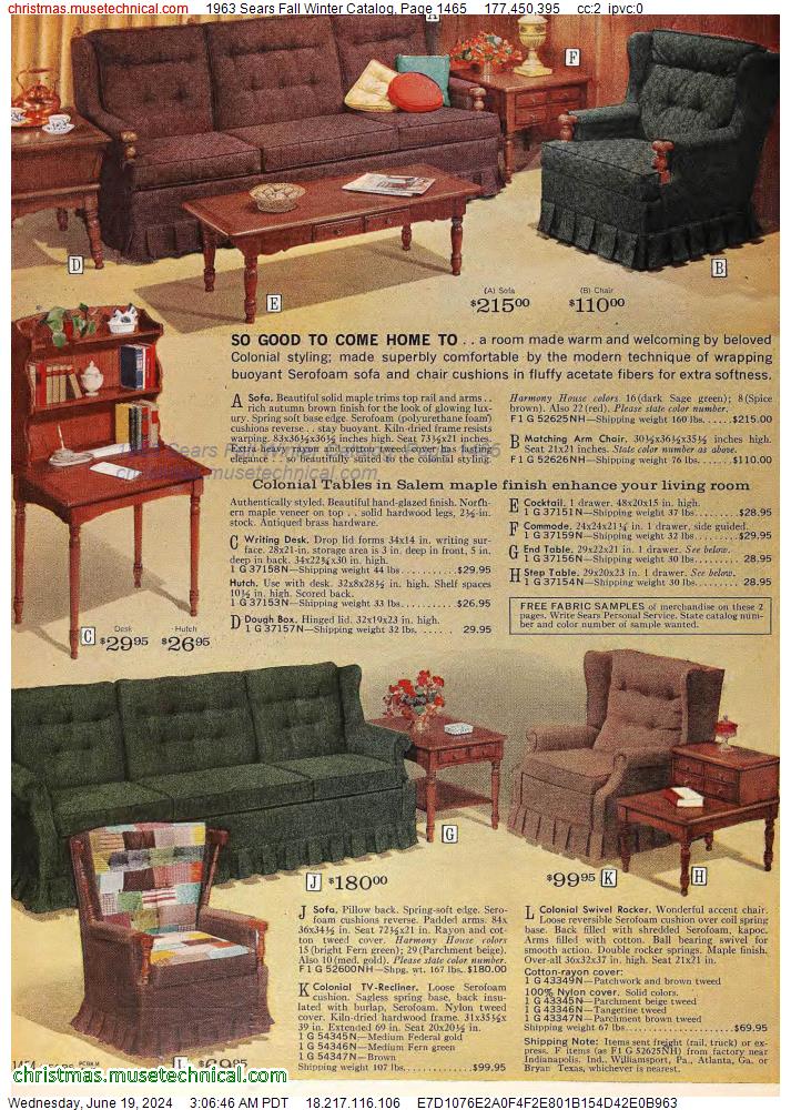 1963 Sears Fall Winter Catalog, Page 1465