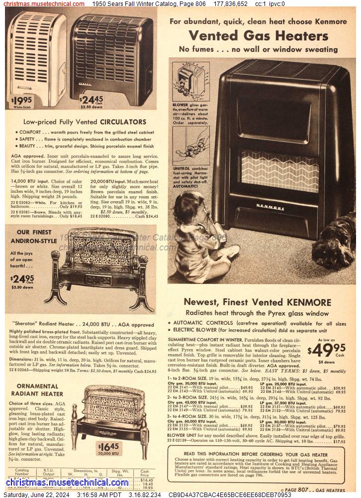 1950 Sears Fall Winter Catalog, Page 806