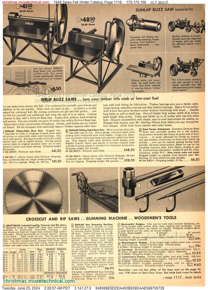 1948 Sears Fall Winter Catalog, Page 1118